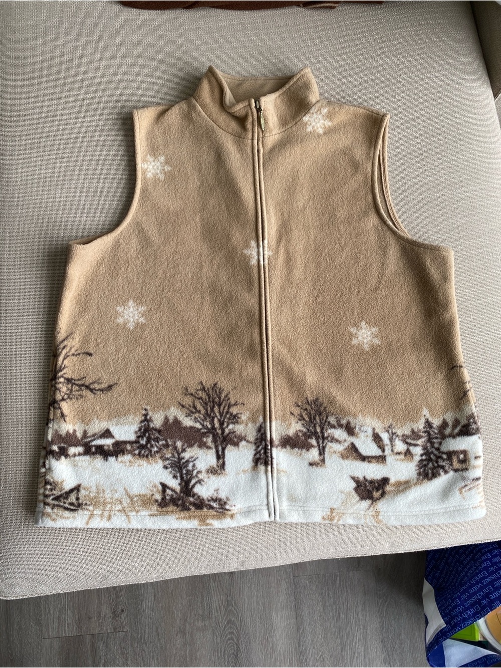 Northern Reflections Vintage Brown and White Fleece Vest Extra Large - Picture 3 of 11